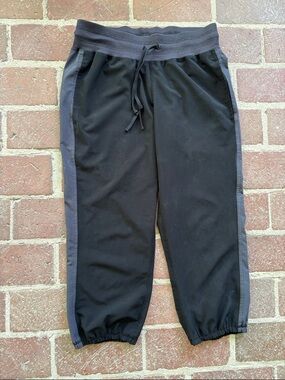 Champion Black Track Joggers with Gray Side Panels and Pockets